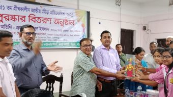 ঘিওরে উপজেলা পর্যায়ের ৫১ তম জাতীয় স্কুল মাদ্রাসা ও কারিগরী শিক্ষার গ্রীষ্মকালীন ক্রীড়া প্রতিযোগিতার পুরস্কার বিতরণ