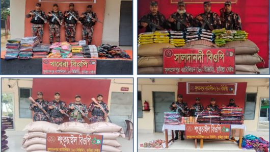 সুলতানপুর ৬০ বিজিবির অভিযানে ৪১ লক্ষ টাকার অবৈধ ভারতীয় মালামাল জব্দ।