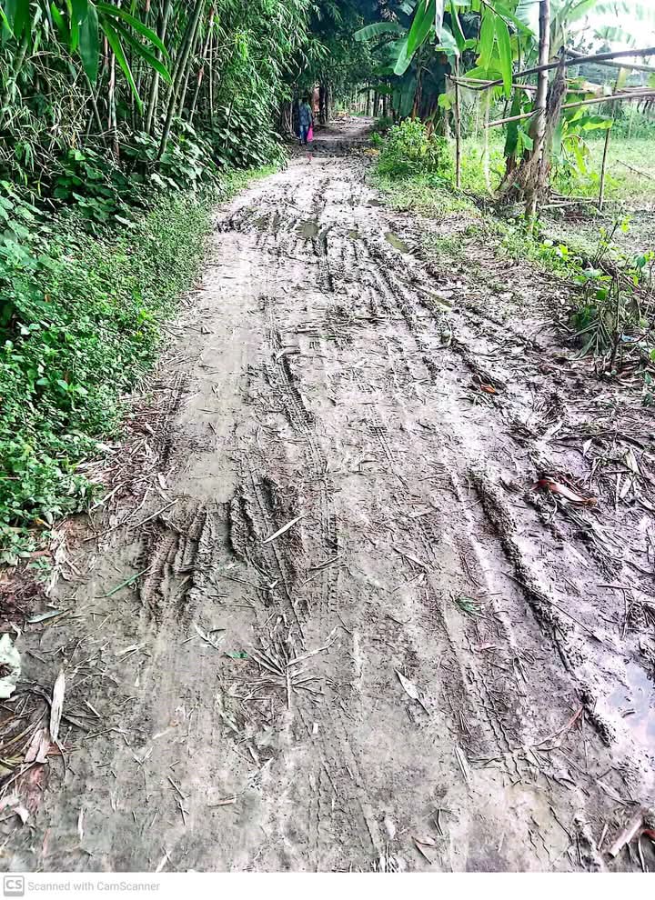 রাস্তার বেহাল দশায় বর্ষাকালে চলাফেরায় চরম দূর্ভোগে প্রায় ২০০ পরিবার-