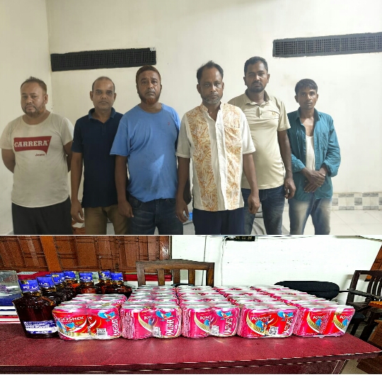পুলিশের পৃথক দুটি অভিযানে চকলেট মদ সহ ৬ আটক।