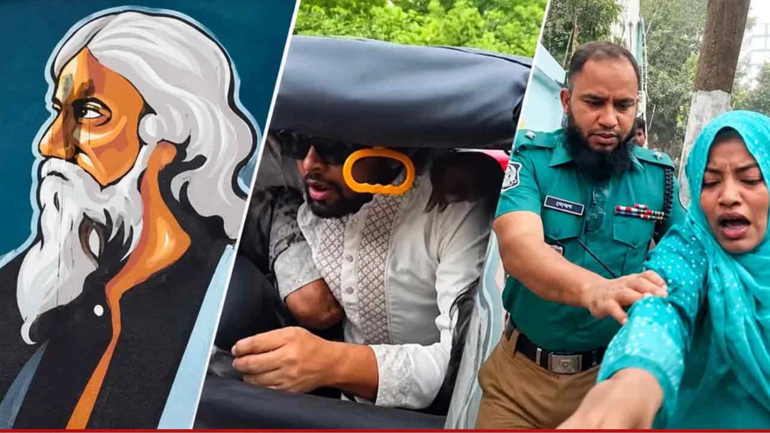 রবীন্দ্রনাথের গ্রাফিতিতে কালি: আটক ৪ জন রাষ্ট্রদ্রোহ মামলায় গ্রেপ্তার